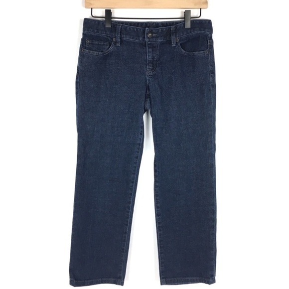 LOFT Jeans Capri Crop Dark Wash Stretch Denim Minimalist Casual Classic Size 2 - Picture 1 of 7